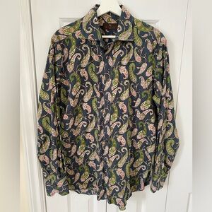 Etro Paisley Button Down Shirt Milano Made in Italy 100% cotton luxe Size 42 eu
